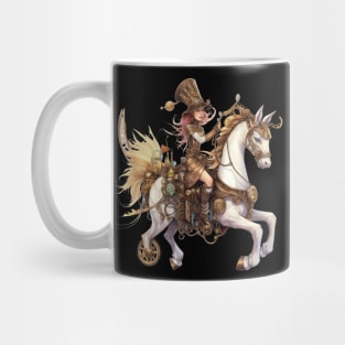 Pink Haired Steampunk Rider: On Her Mechanical Steed Mug